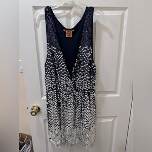 Tory Burch Sequin Dress in Navy and Silver